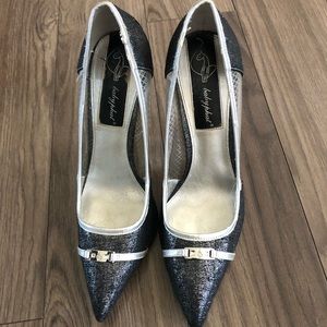 Size 8 1/2 silver and black heels